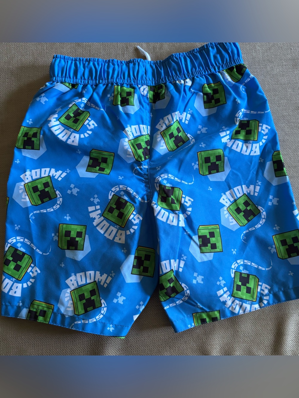 Minecraft Boys Blue Swim Trunks with Green Creepers - Size Medium - NEW - Picture 6 of 6